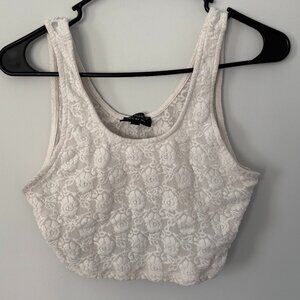 Topshop White Lace Floral Tank Crop Top Size: 8